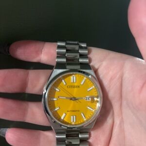 Citizen Automatic Watch with Vibrant Yellow Dial